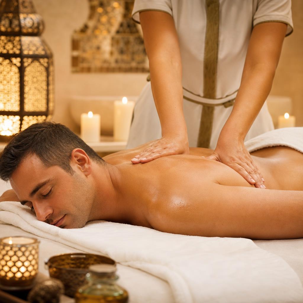 Back and shoulder massage in a quiet treatment room
