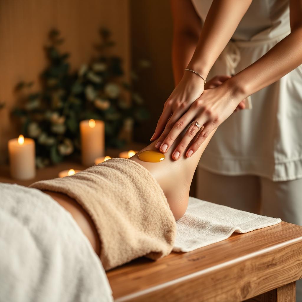 Foot reflexology with warm oil